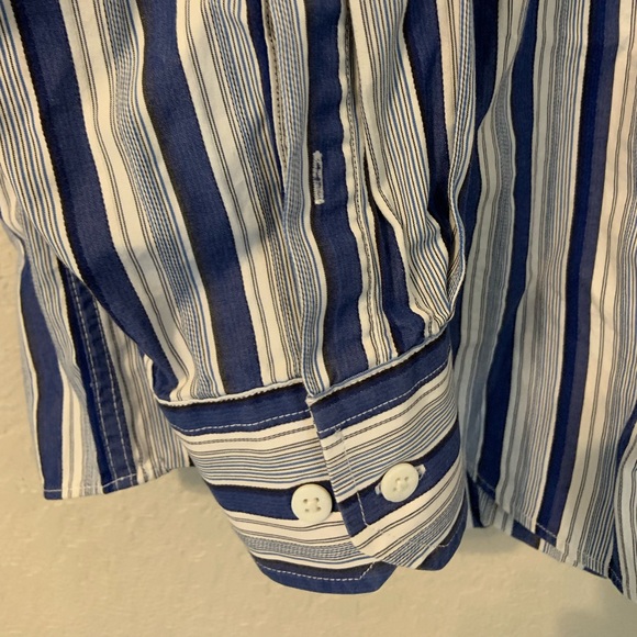 BUGATCHI XL blue stripe button down - Picture 3 of 9